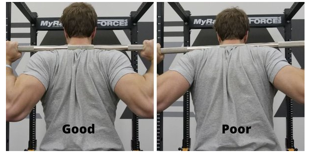 Example of bar position for adults over 40 wanting to learn how to back squat properly