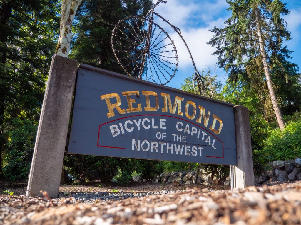Redmond City Sign with Bicycles