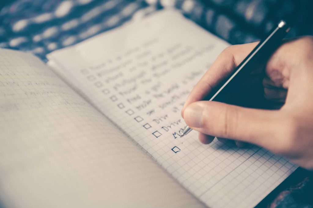 creating a checklist of items for sports performance